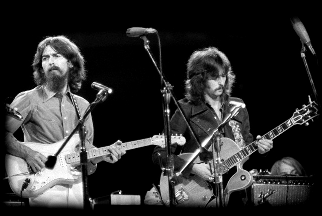 George Harrison and Eric Clapton Performing